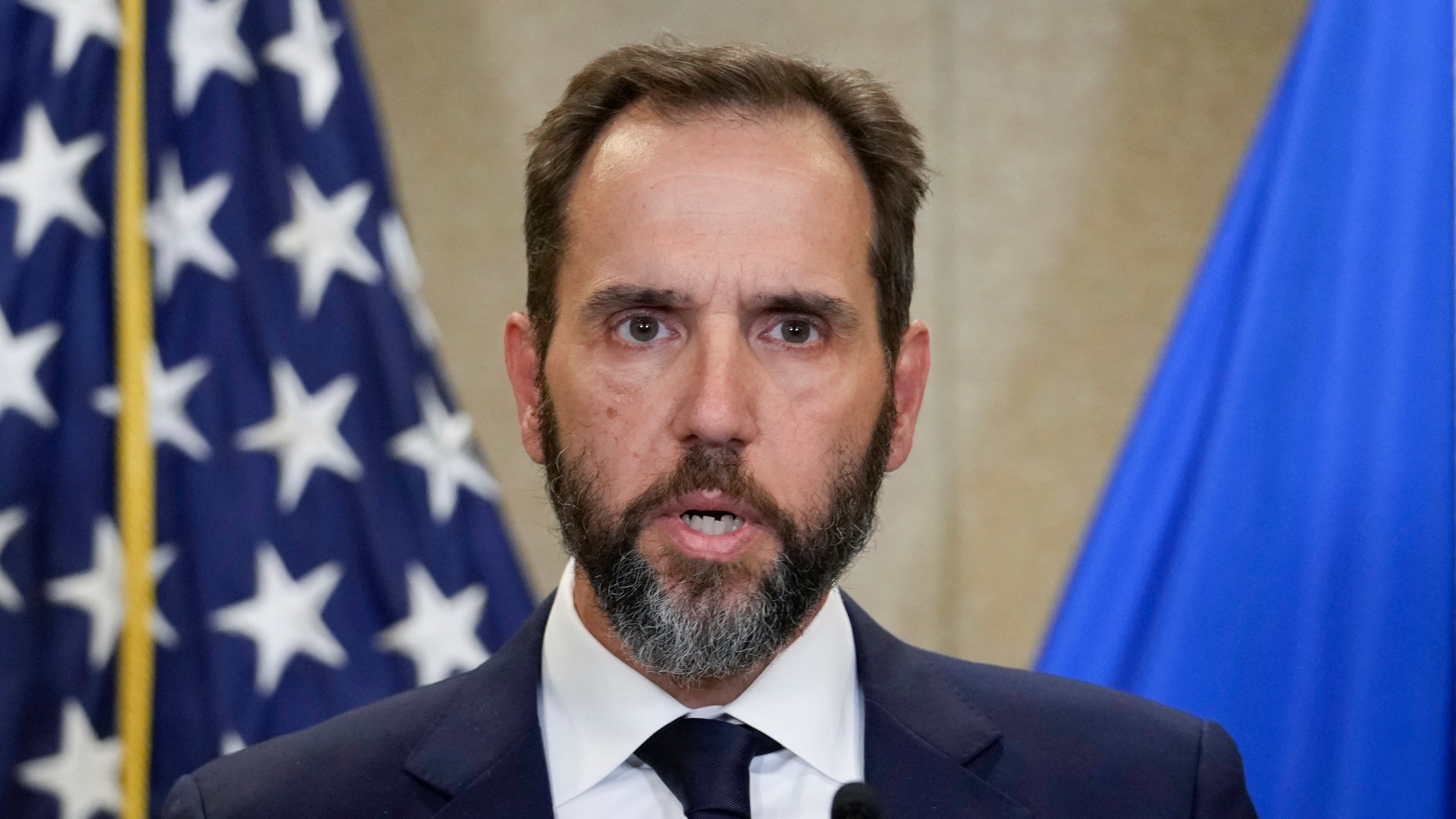 FILE - Special counsel Jack Smith speaks to the media about an indictment of former President Donald Trump, Aug. 1, 2023, in Washington. (AP Photo/J. Scott Applewhite, File)
