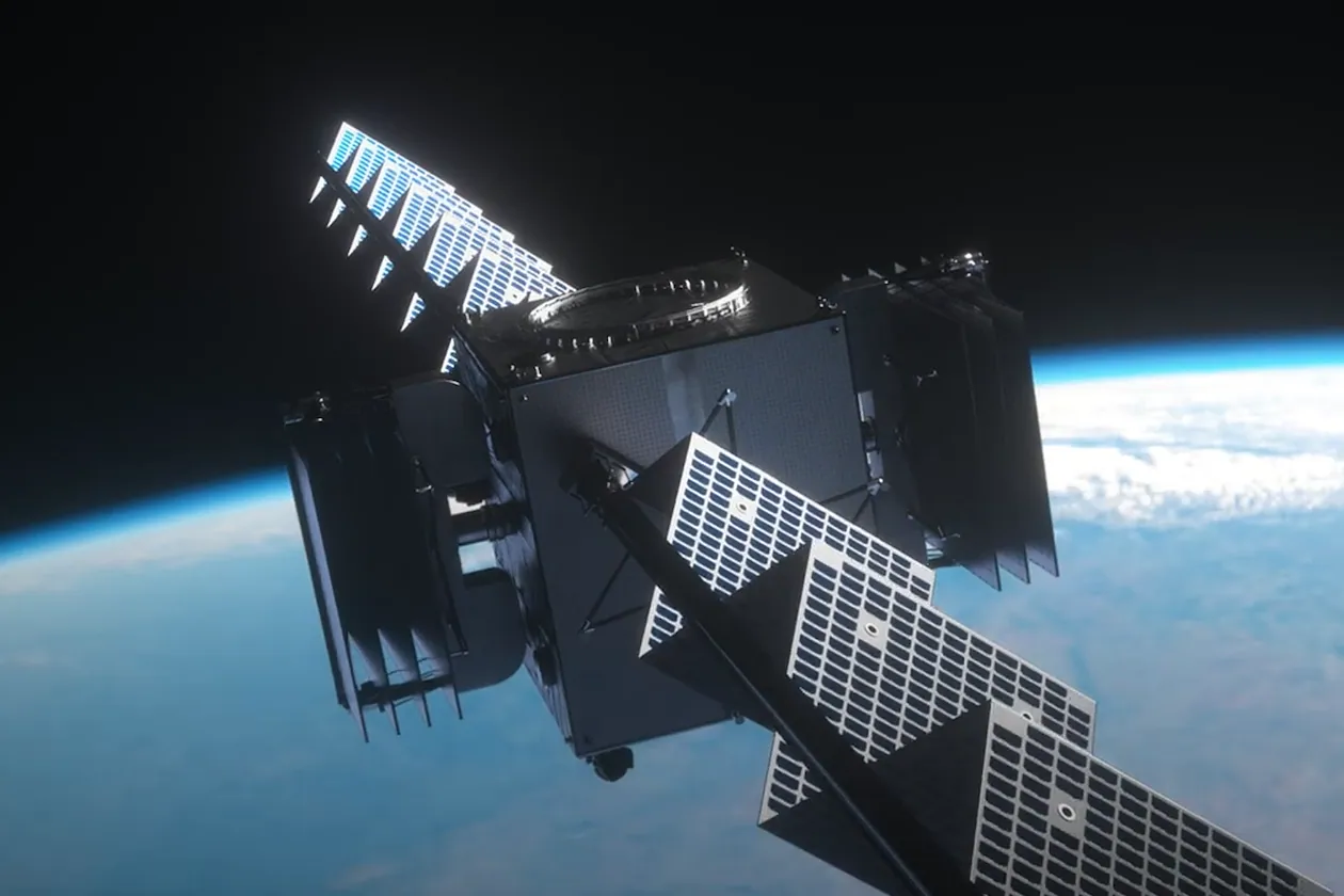 This is a rendering of the orbital data center technology that Marietta-based startup Atomic-6 said it can deliver for customers as soon as 2029. (Courtesy of Atomic-6)