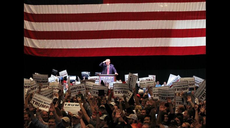 Republican presidential candidate Donald Trump in Macon. AJC/Curtis Compton