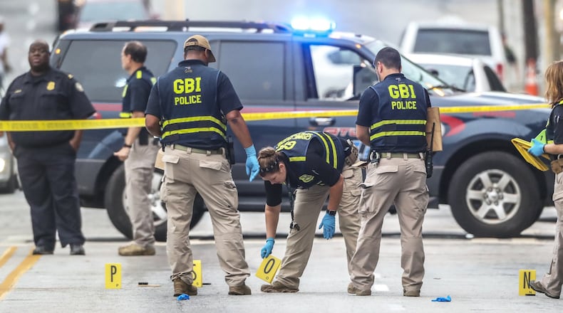 June 29, 2018 Atlanta: The GBI is investigating an officer-involved shooting in downtown Atlanta one of three shootings on Forsyth Street early Friday, June 29, 2018. JOHN SPINK/JSPINK@AJC.COM