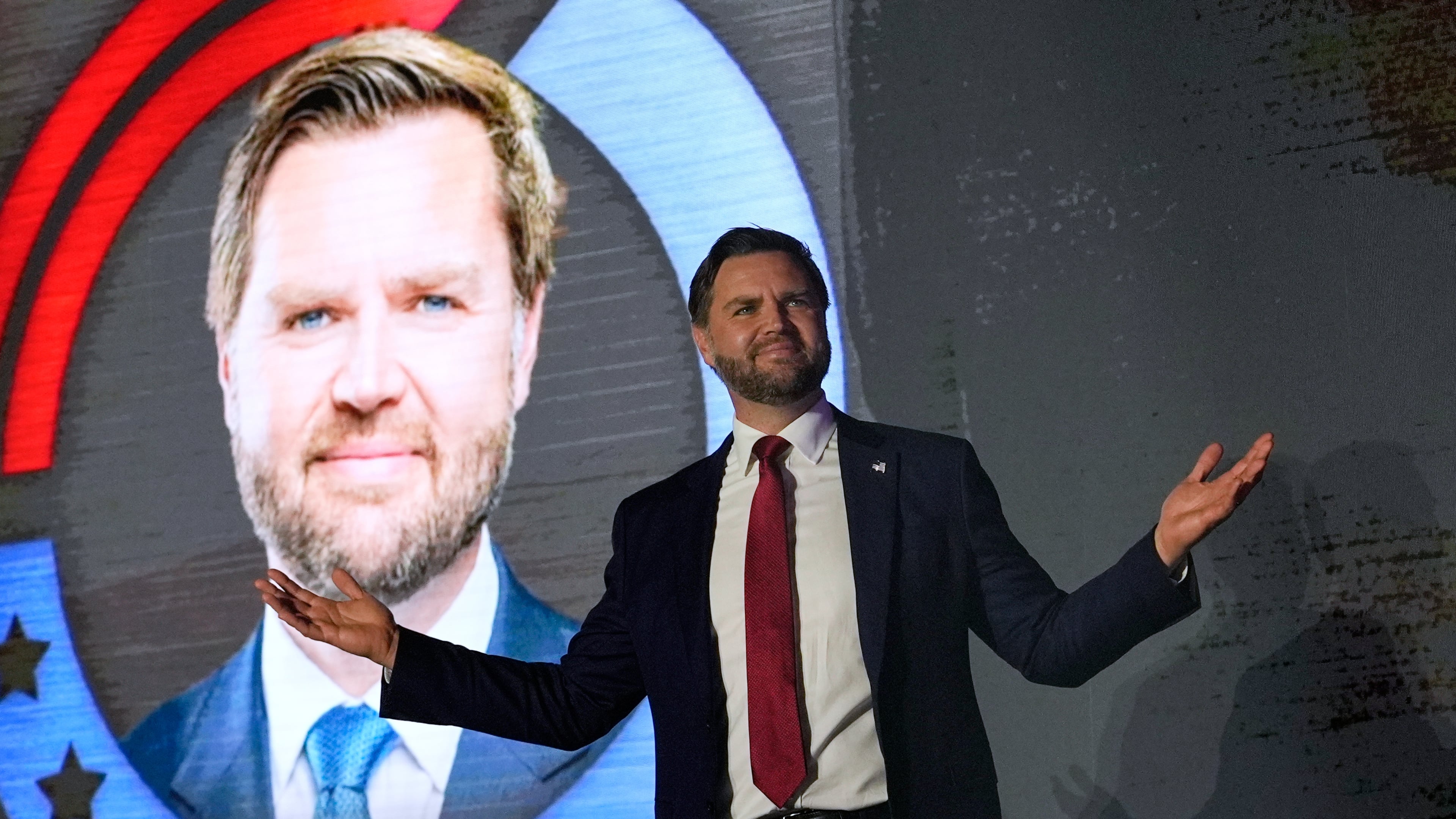 Vice President JD Vance takes the stage during a "This Is the Turning Point" campus tour event at the University of Mississippi, in Oxford, Miss., Wednesday, Oct. 29, 2025. (AP Photo/Gerald Herbert)