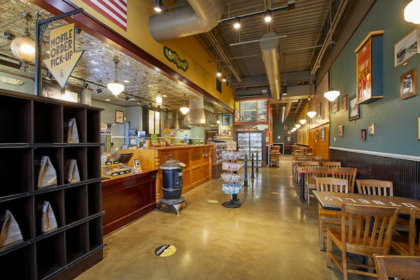 The interior of a Potbelly restaurant, which is known for its toasted submarine sandwiches, salads and milkshakes. (Courtesy of Potbelly)