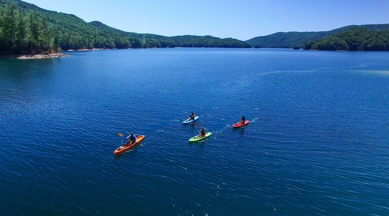 Kayaking and snorkeling Lake Jocassee is one of the main attractions at Devils Fork State Park in upstate South Carolina. Contributed by Lake Hartwell Country
