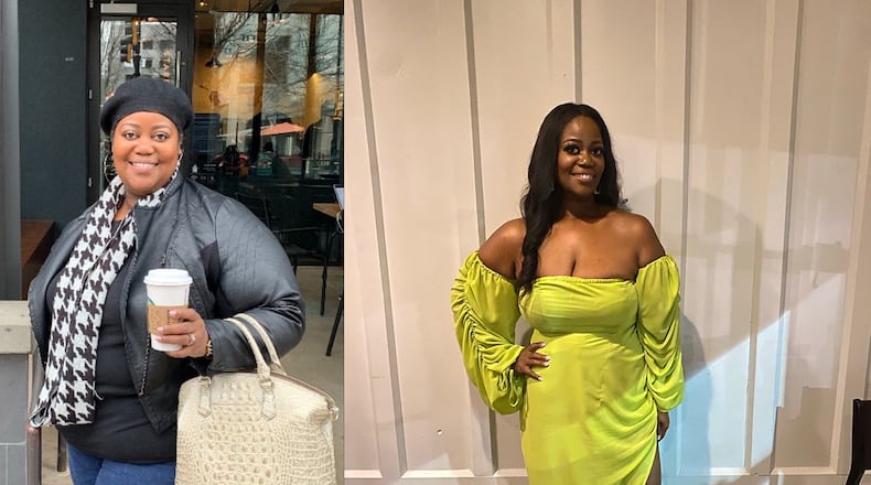 The photo of Crystal Wooten on the left was taken in January 2020, before she started changing how she eats and exercises. The photo of Wooten on the right was taken in July. (Photos courtesy of Crystal Wooten)