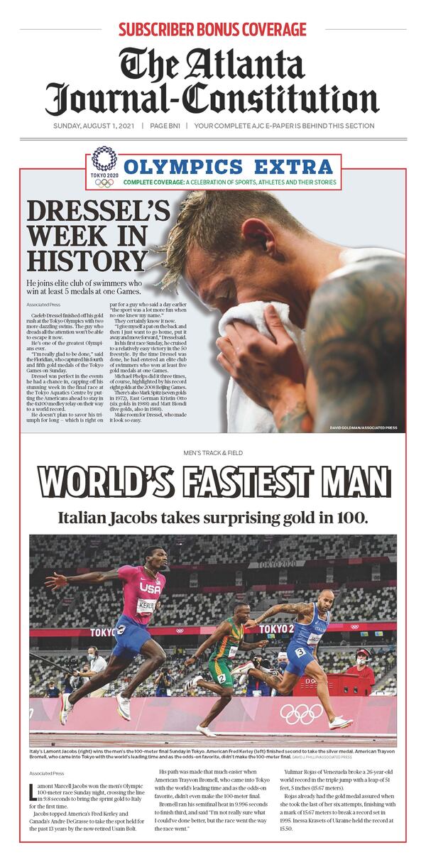 Tokyo Olympic Extra in today’s ePaper: 100-meter results, gymnastics and more