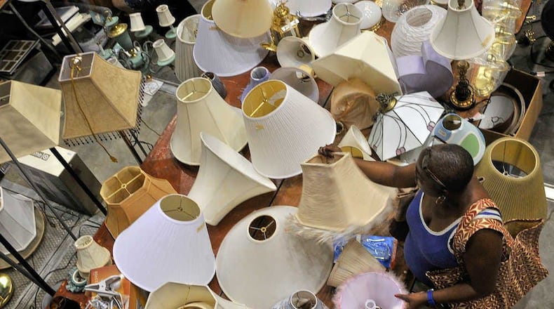 Lampshades are just one of the items on sale at the sixty-fourth annual Junior League Thrift Sale at the Civic Center. (Photo Courtesy of Steve Bisson/Savannah Morning News)