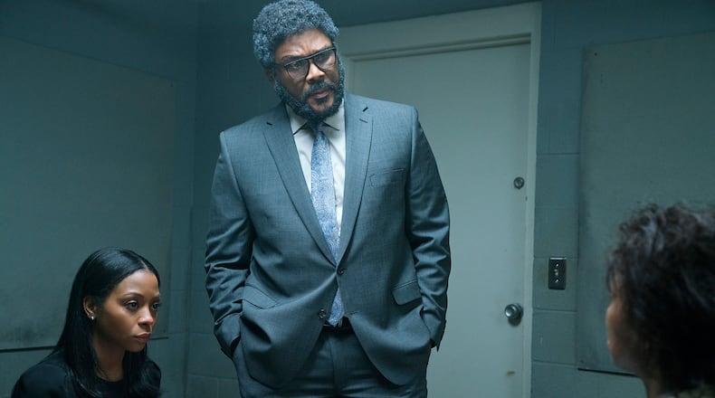 A Fall From Grace - Bresha Webb, Tyler Perry , Crystal Fox - Photo Credit: Netflix / Charles Bergmann