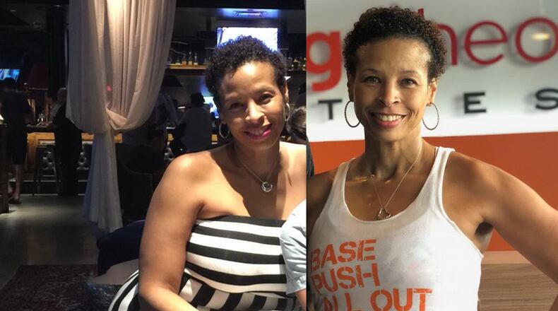 In the photo on the left, taken in 2015, Kim Fouché weighed 290 pounds. In the photo on the right, taken this month, she weighed 174 pounds. (All photos contributed by Kim Fouché)