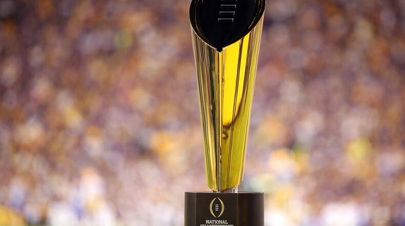 College Football Playoff national championship trophy.