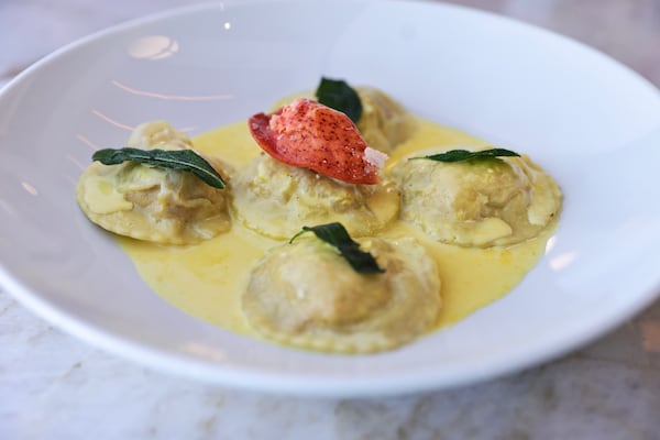 Lobster ravioli at Baraonda Ristorante & Bar in Sandy Springs shown on Monday, Sept. 18, 2023. (Natrice Miller/AJC)