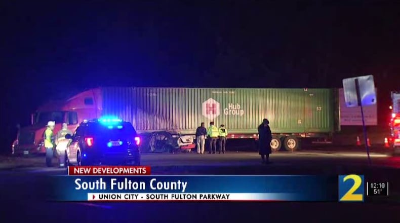The crash happened Thursday night on South Fulton Parkway.