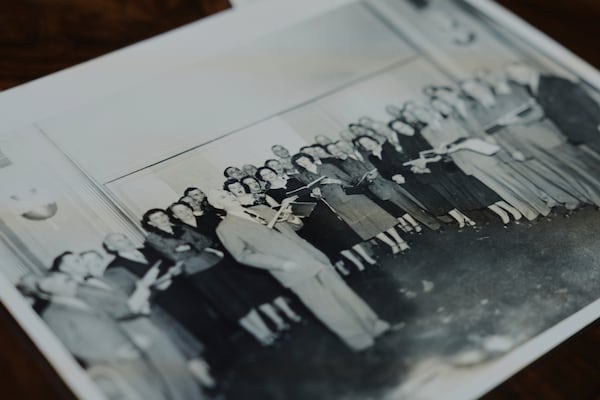 A historical image of a group of Sacred Harp singers is seen at the Sacred Harp Publishing Company and Museum in Carrollton, Ga., on Friday, March 21, 2025. (AP Photo/Jessie Wardarski)