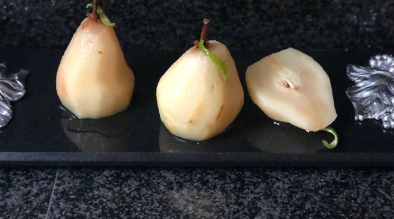 Four ingredients turn pears into a feel-good dessert.
