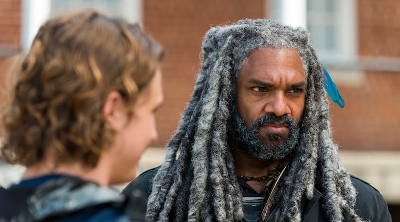 Khary Payton as Ezekiel, Logan Miller as Benjamin - The Walking Dead _ Season 7, Episode 10 - Photo Credit: Gene Page/AMC