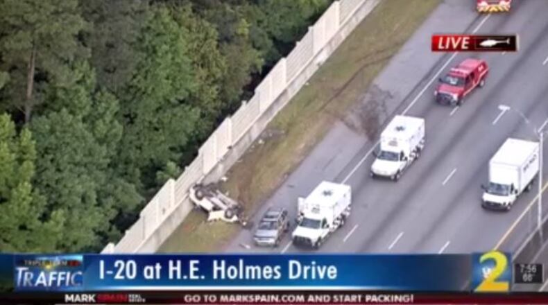 Two people were injured after a rollover crash in Atlanta on Friday morning.