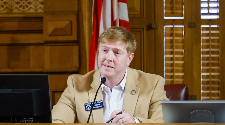 Sen. Blake Tillery speaks during budget hearings in Atlanta on Tuesday, January 17, 2023.   (Arvin Temkar / arvin.temkar@ajc.com)