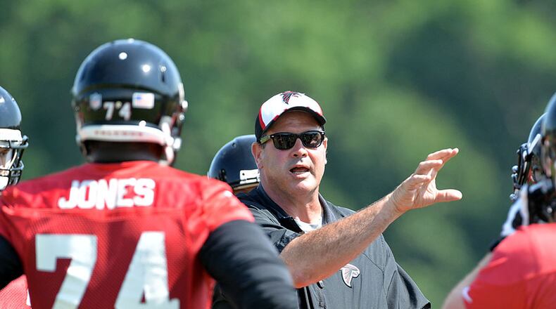 Mike Tice took over as offensive line coach this season.