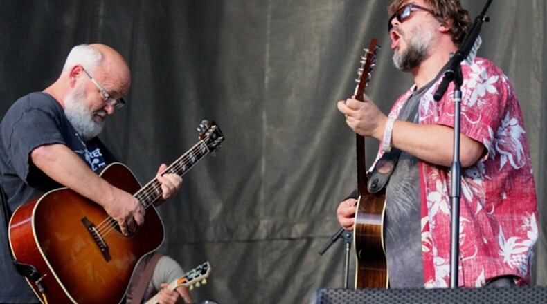 Kyle Gass and Jack Black of Tenacious D showcase "The Metal" at Shaky Knees Music Fest at Atlanta's Central Park on May 6, 2018. Photo: Melissa Ruggieri/AJC