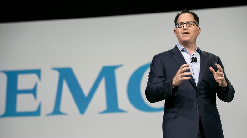 Michael Dell gives the keynote address at the Dell World conference in the Austin Convention Center on Wednesday, October 21, 2015.
  LAURA SKELDING/AMERICAN-STATESMAN