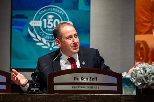 Atlanta Public Schools District 3 board member Ken Zeff speaks during the board’s organizational meeting on Monday, Jan. 8, 2024, at APS headquarters in downtown Atlanta. (Bita Honarvar for the AJC)
