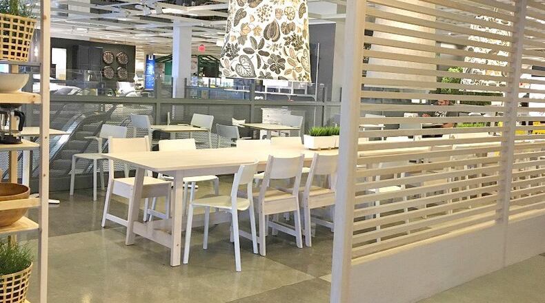 The Scandinavian-styled long tables create the feeling of a big family gathering.