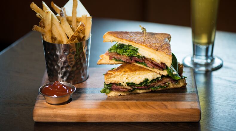 New Realm Brewing "B-ATL" Grilled Cheese with bacon, Thomasville Tomme, Georgia Apple Butter, Arugula. Photo credit- Mia Yakel.