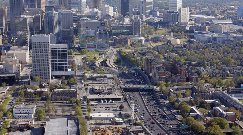 March 31, 2017 - Atlanta - The connector weaves through downtown Atlanta, looking south. BOB ANDRES /BANDRES@AJC.COM