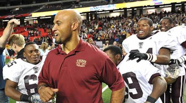Franklin Stephens, pictured after leading his Tucker team to a victory over Marist in the 2008 state championship game, will be the new head coach at McEachern.