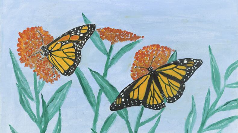This oil painting of monarch butterflies and milkweed by former President Jimmy Carter sold at auction for $525,000. Photo courtesy of the Carter Center