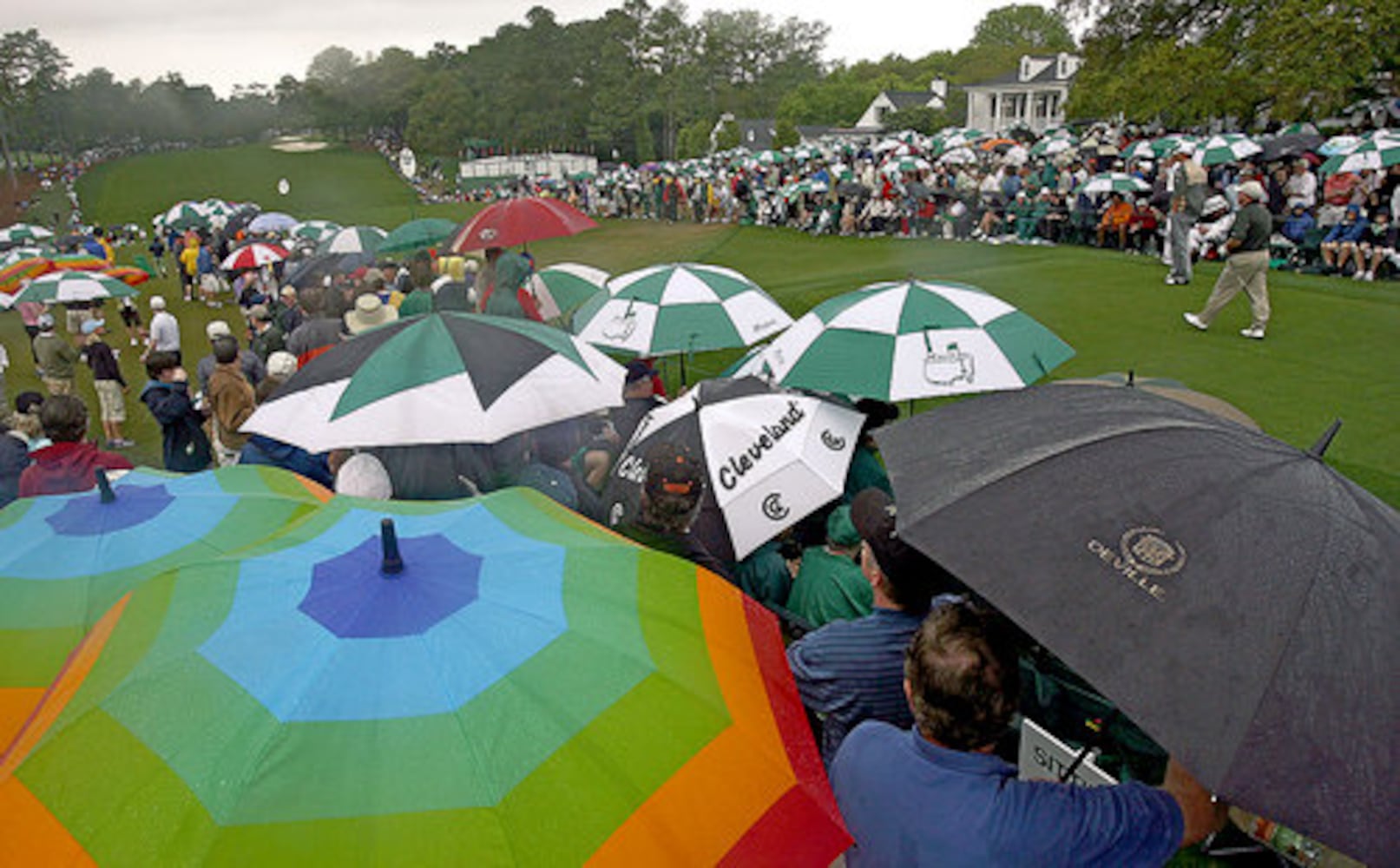 Umbrellas fill Augusta National