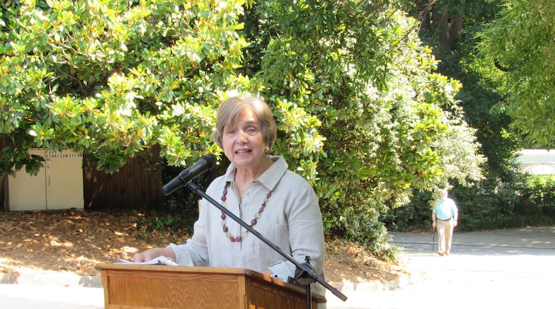 Helen Hines said she and her husband, the late P. Harris Hines, have walked, driven or ridden over the Kennesaw Avenue bridge hundreds of times over the years. It’s been named in his memory. Photo: Jennifer Brett