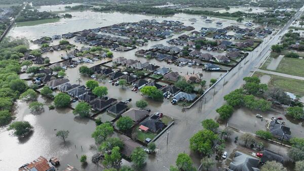 In this photo provided by Cameron County Constable PCT 5, the streets are flooded after Thursday's severe thunderstorms passed Primera, Texas on Friday, March 28, 2025. (Cameron County Constable PCT 5 via AP)