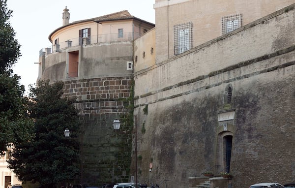 FILE - AN exterior view of the offices of the Vatican bank IOR in Vatican City, Jan. 28, 2014. (AP Photo/Domenico Stinellis, File)
