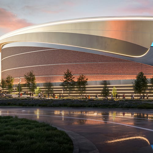 Rendering of Macon's planned new arena, which is expected to open in summer 2028. The $350 million venue along I-16 will have 10,000-plus capacity and replace the nearly 60-year-old Macon Coliseum. (Macon-Bibb County)