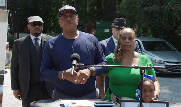 Deonta Wallace's daughter, Heaven, 6, and his parents, Victor and Veronica, spoke Wednesday at the northwest Atlanta apartments where he was killed in 2018. (Courtesy of Atlanta Police Department)