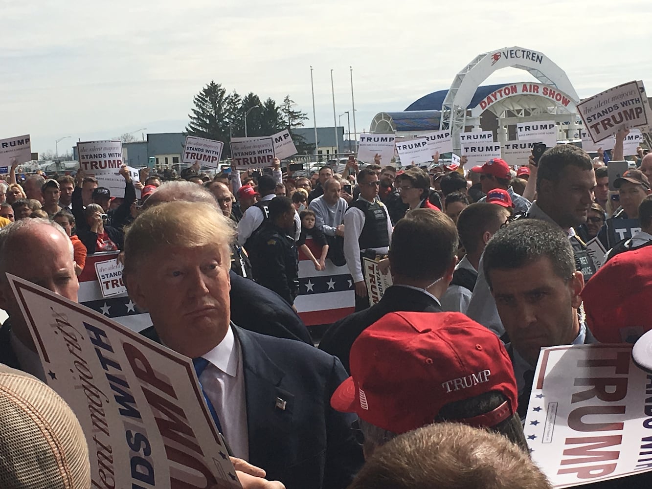Donald Trump arrives in Dayton