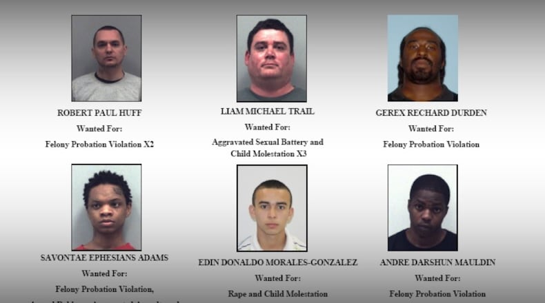 The Gwinnett County Sheriff's Office is seeking six suspects with outstanding warrants.
