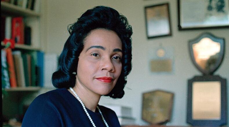 Coretta Scott King is seen at her home in Atlanta, Ga., in May 28, 1968, one month after the assassination of her husband. She devoted her life to enshrining his legacy of human rights and equality (AP Photo).