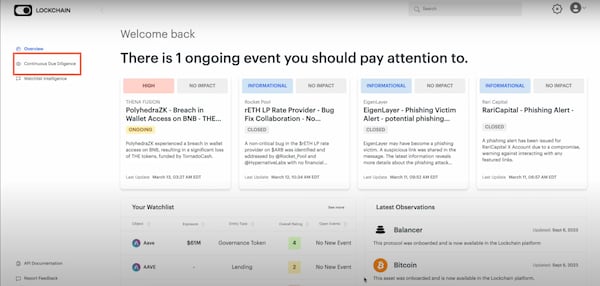 Screenshot from a demo video of the cryptocurrency risk management platform Lockchain.ai. The startup is based in Athens.