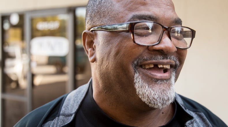 Ronald “Runt” Moon stands outside the Grace Church in Atlanta, where he recently started volunteering after President Obama granted him clemency from a federal drug conviction. Steve Schaefer / For the AJC
