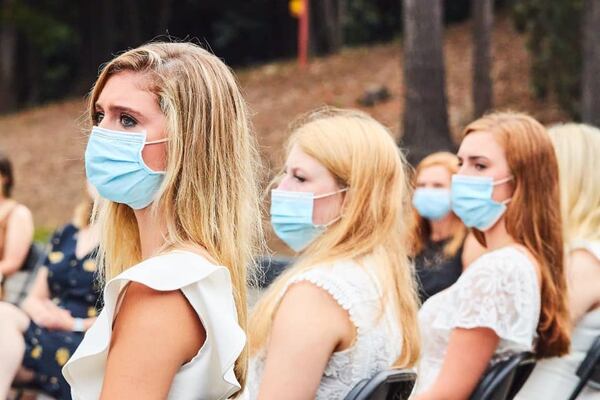 Along with requiring masks to be worn, the Lovett School limited attendance of Thursday's graduation ceremony to graduates, their immediate family members and a small group of trustees and staff. (Photo courtesy of Lovett School)