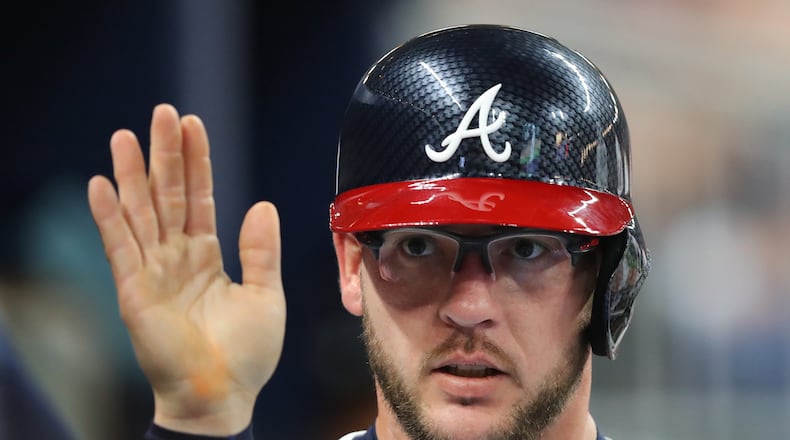 Tyler Flowers had a .484 on-base percentage that ranked third in the majors among players with at least 50 plate appearances before Friday. (Curtis Compton/ccompton@ajc.com)