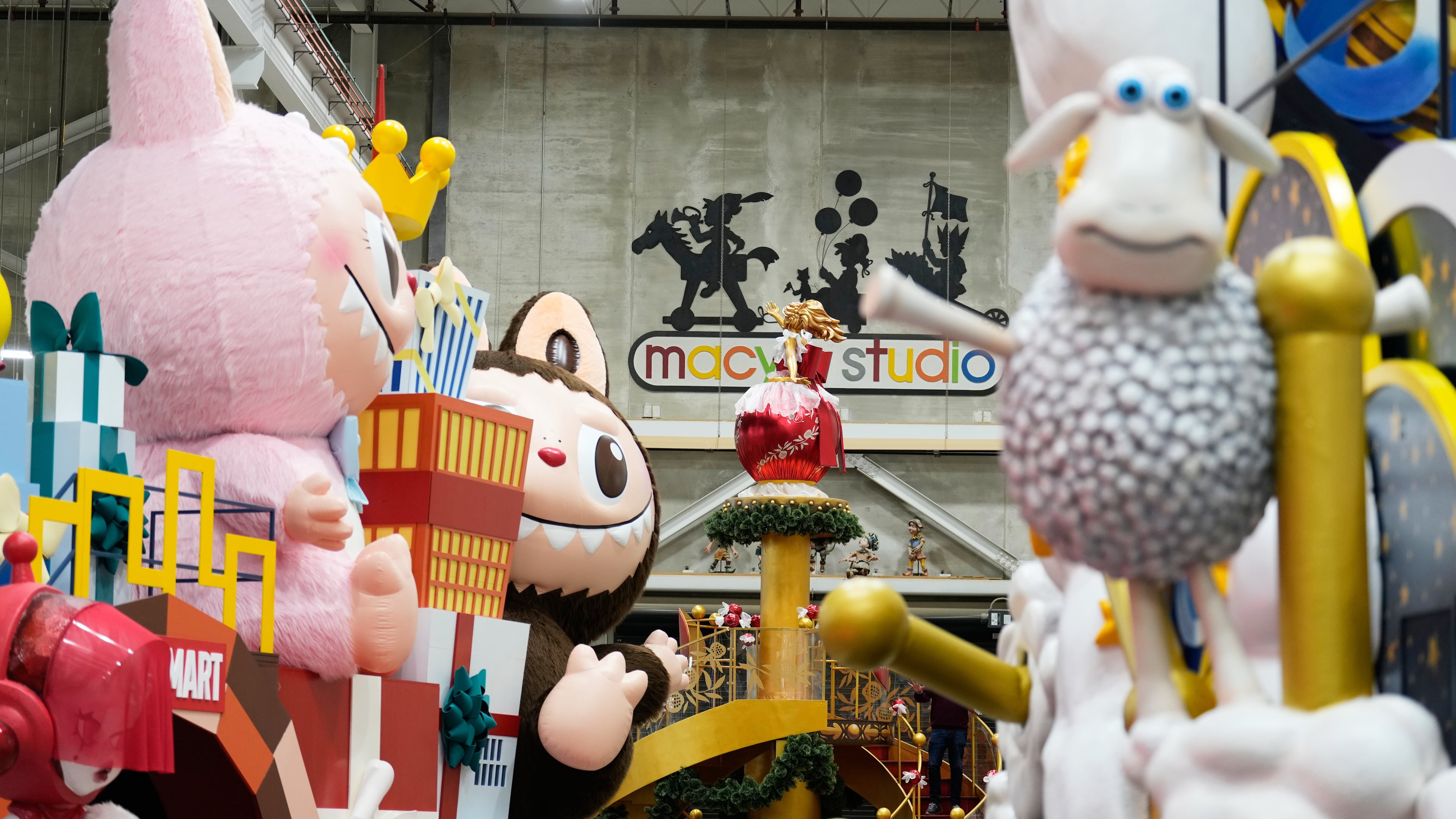 New Thanksgiving Day floats are displayed during a press preview of the new floats at Macy's Parade Studio in Moonachie, N.J., Tuesday, Nov. 18, 2025. (AP Photo/Seth Wenig)