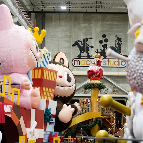 New Thanksgiving Day floats are displayed during a press preview of the new floats at Macy's Parade Studio in Moonachie, N.J., Tuesday, Nov. 18, 2025. (AP Photo/Seth Wenig)