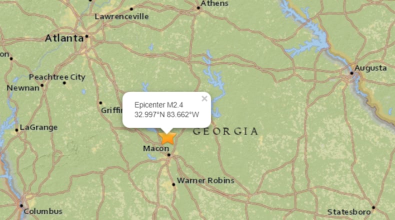 A small earthquake hit Middle Georgia earlier Sunday, the U.S. Geological Survey reported.