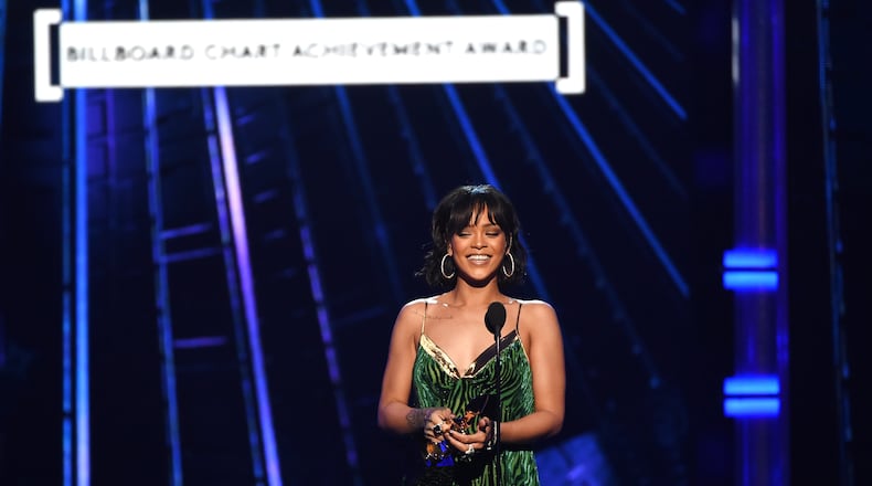 LAS VEGAS, NV - MAY 22: Recording artist Rihanna accepts the Billboard Chart Achievement Award onstage during the 2016 Billboard Music Awards at T-Mobile Arena on May 22, 2016 in Las Vegas, Nevada. (Photo by Kevin Winter/Getty Images)
