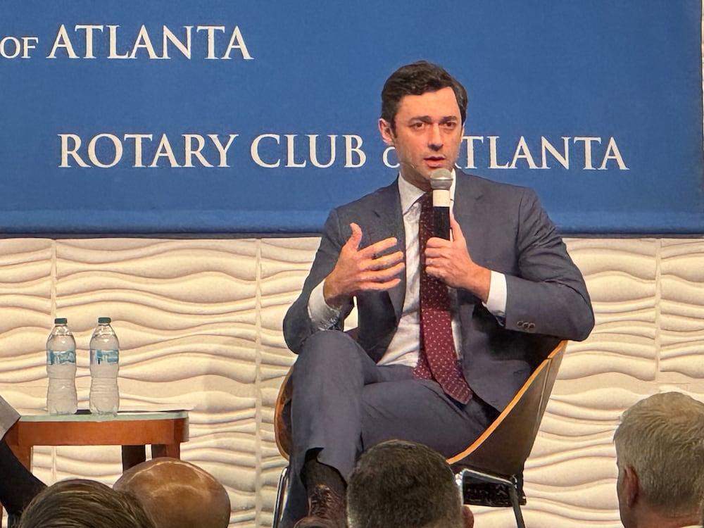 U.S. Sen. Jon Ossoff spoke to the Rotary Club of Atlanta on Monday.