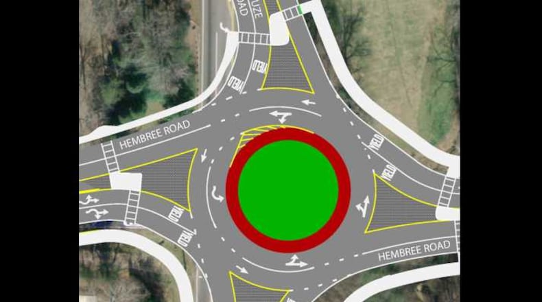 A graphic showing a new roundabout in Roswell.