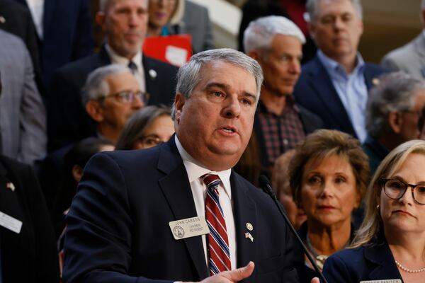 Rep. John Carson (R-Marietta) speaks during an antisemitism press conference at the Georgia State Capitol on Wednesday, February 22, 2023. (Natrice Miller/The Atlanta Journal-Constitution) 