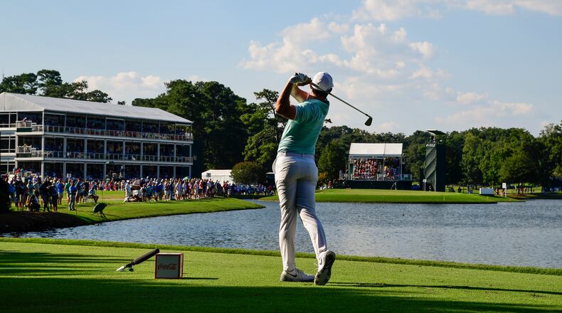 ATLANTA, GA - SEPTEMBER 25: Rory McIlroy tees off on the 15th hole during the final round of the TOUR Championship, the final event of the FedExCup Playoffs, at East Lake Golf Club on September 25, 2016 in Atlanta, Georgia. (Photo by Ryan Young/PGA TOUR)